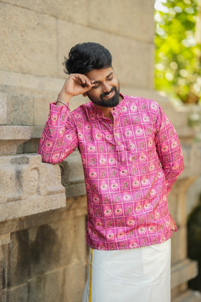 Arsh - Pink Ikat Motif