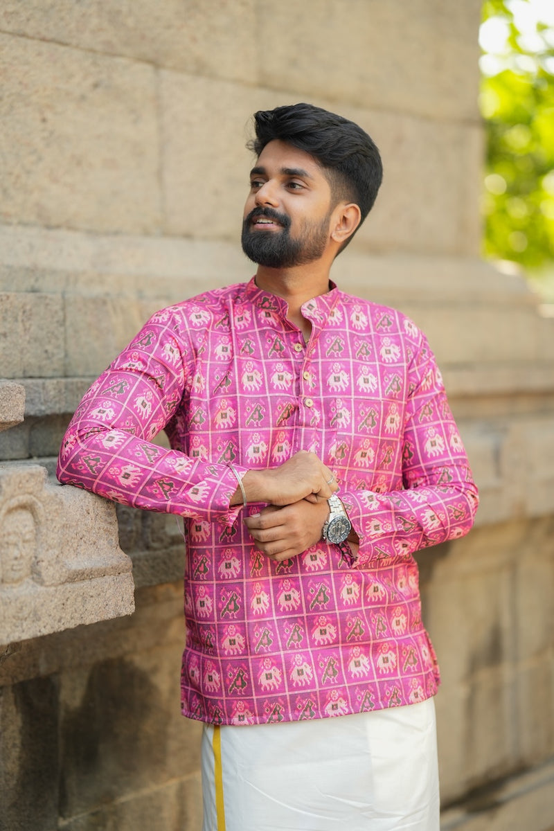 Arsh - Pink Ikat Motif