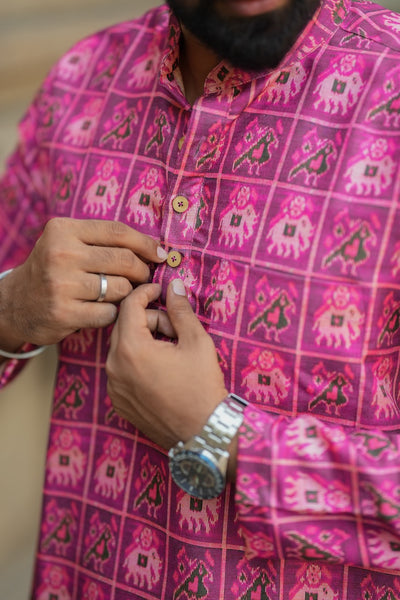 Arsh - Pink Ikat Motif