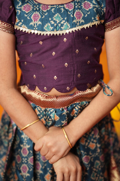 Agalvili Wine & Blue Lehenga Mini