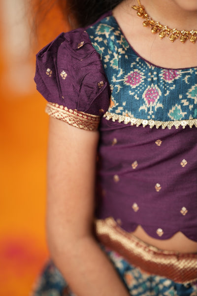 Agalvili Wine & Blue Lehenga Mini