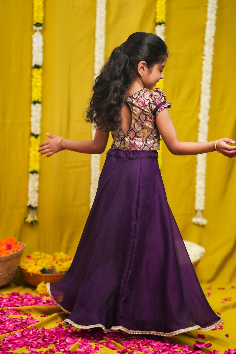 Tashi Purple Croptop Skirt Mini