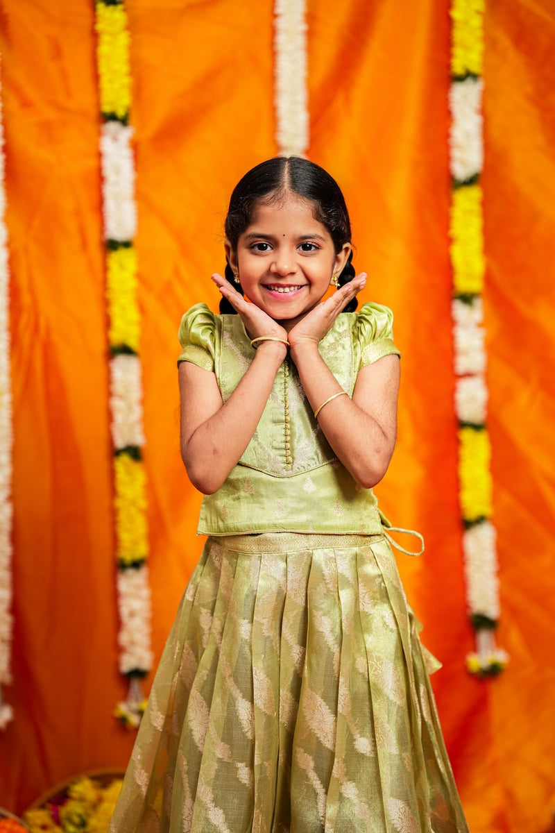 Aalaya Green organza lehenga mini