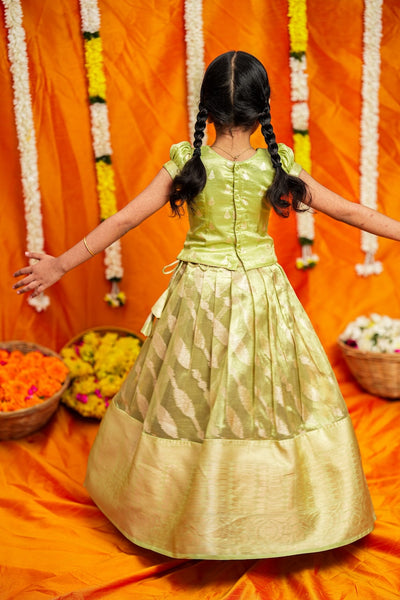 Aalaya Green organza lehenga mini