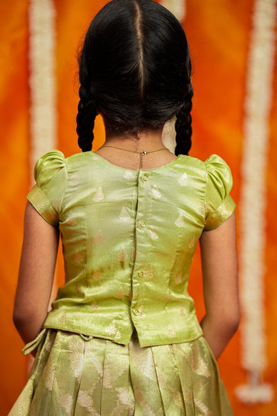 Aalaya Green organza lehenga mini