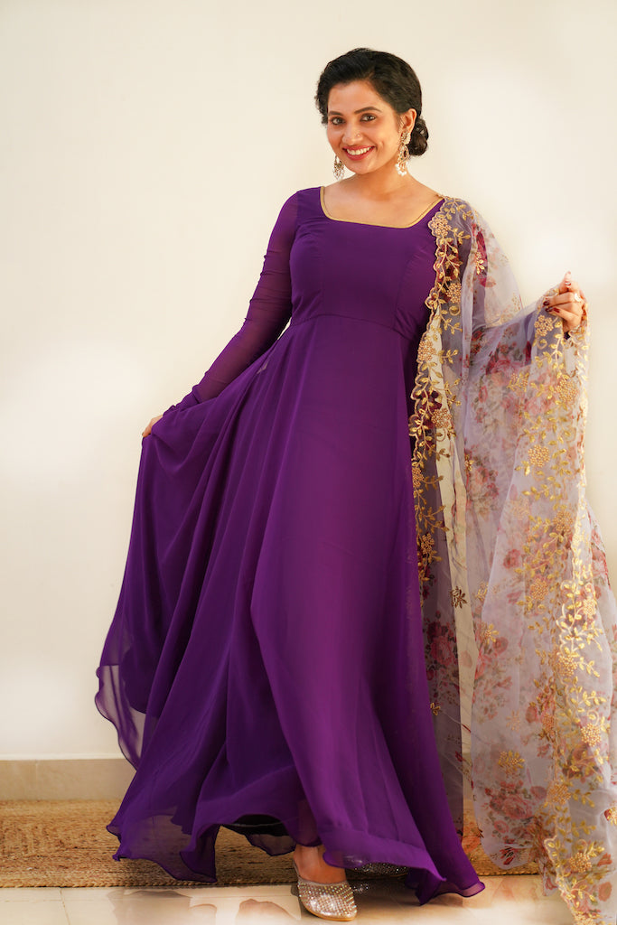 Purple shade Anarkali