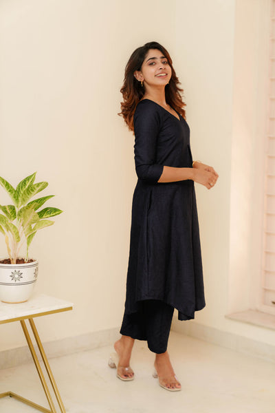 Charu Black Kurti Set