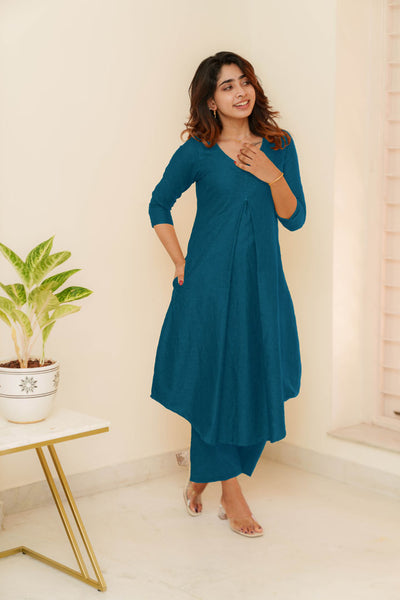 Charu Teal Kurti Set