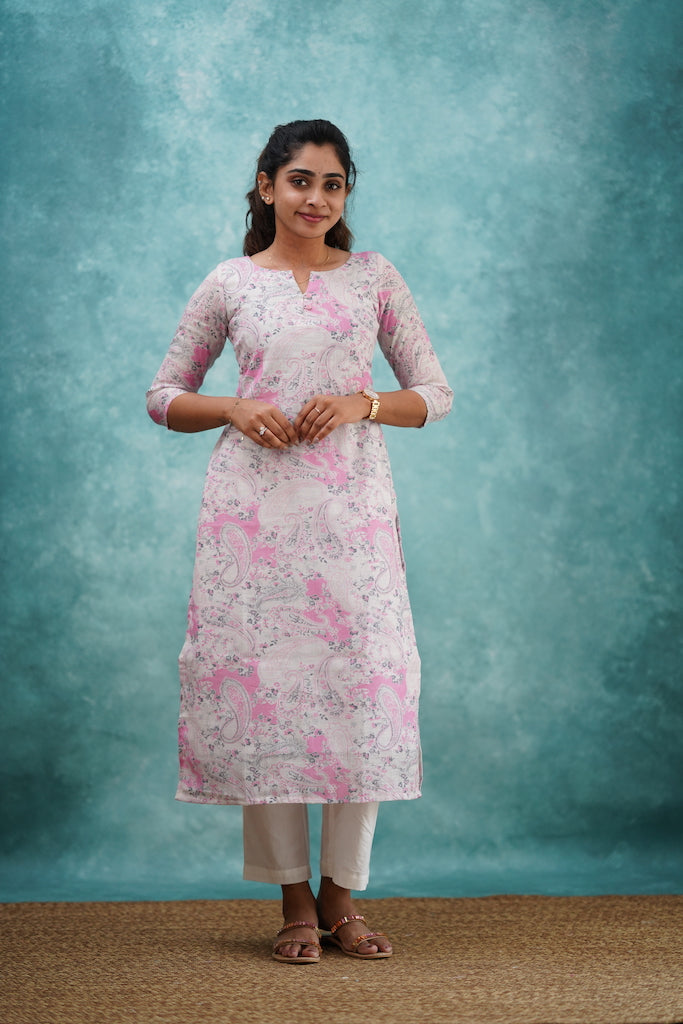 EXP - Paisley kurti - Light Pink (XS Available)