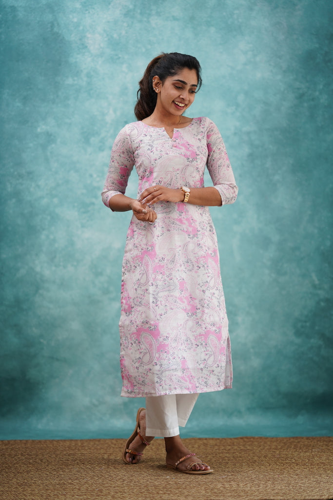 EXP - Paisley kurti - Light Pink (XS Available)