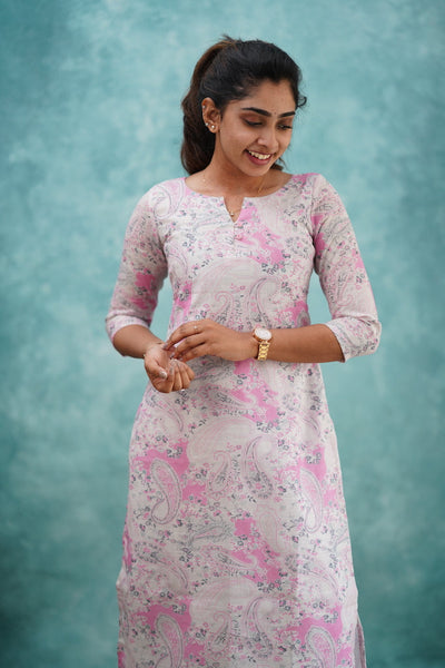 EXP - Paisley kurti - Light Pink (XS Available)