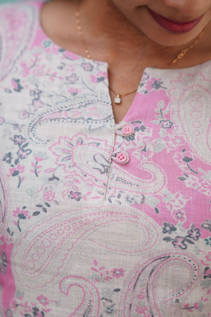 EXP - Paisley kurti - Light Pink (XS Available)