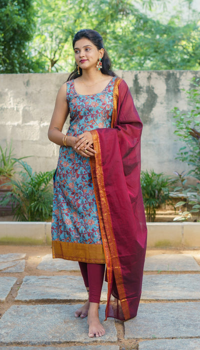 Prathana Teal & Maroon