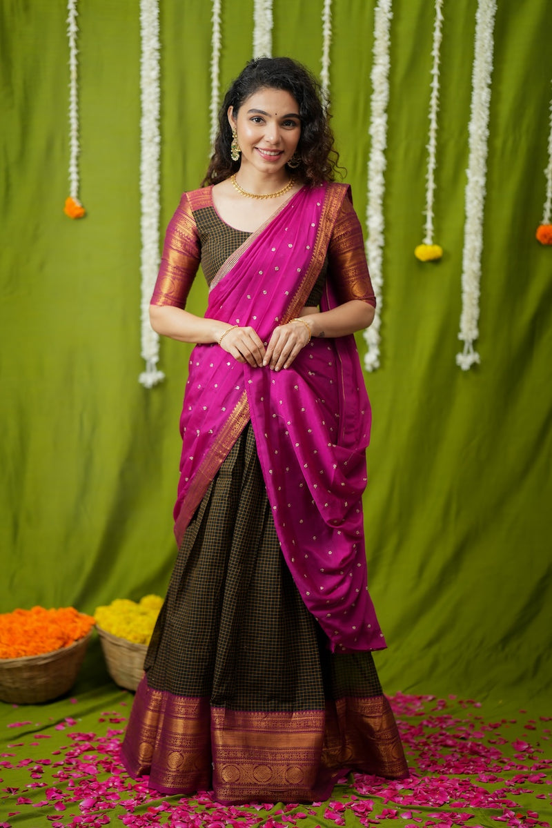 Esha Black check Halfsaree