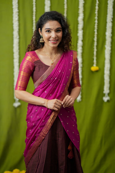 Esha Wine check Halfsaree