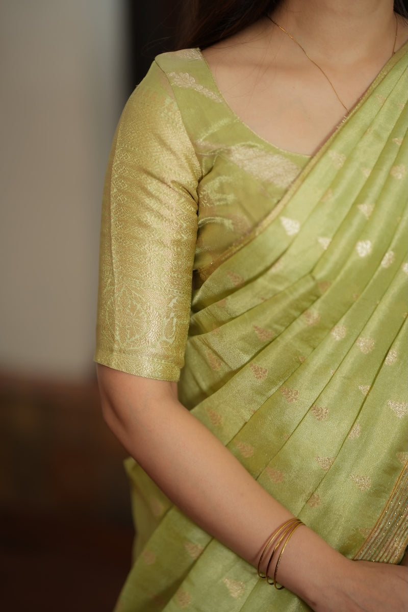 Aalaya Green Banarasi Half Saree Set