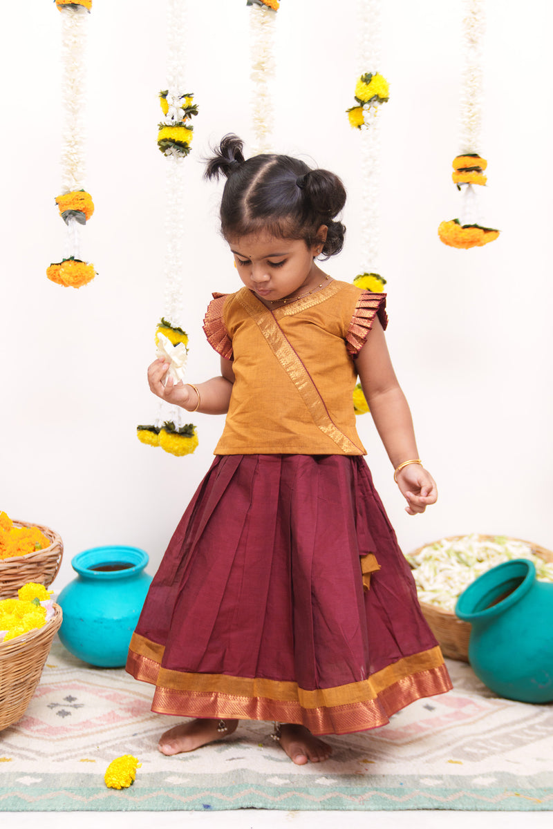 Shanmathi Maroon & Mustard Mini