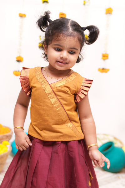 Shanmathi Maroon & Mustard Mini