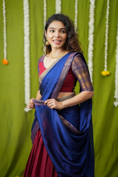Esha Red check Halfsaree