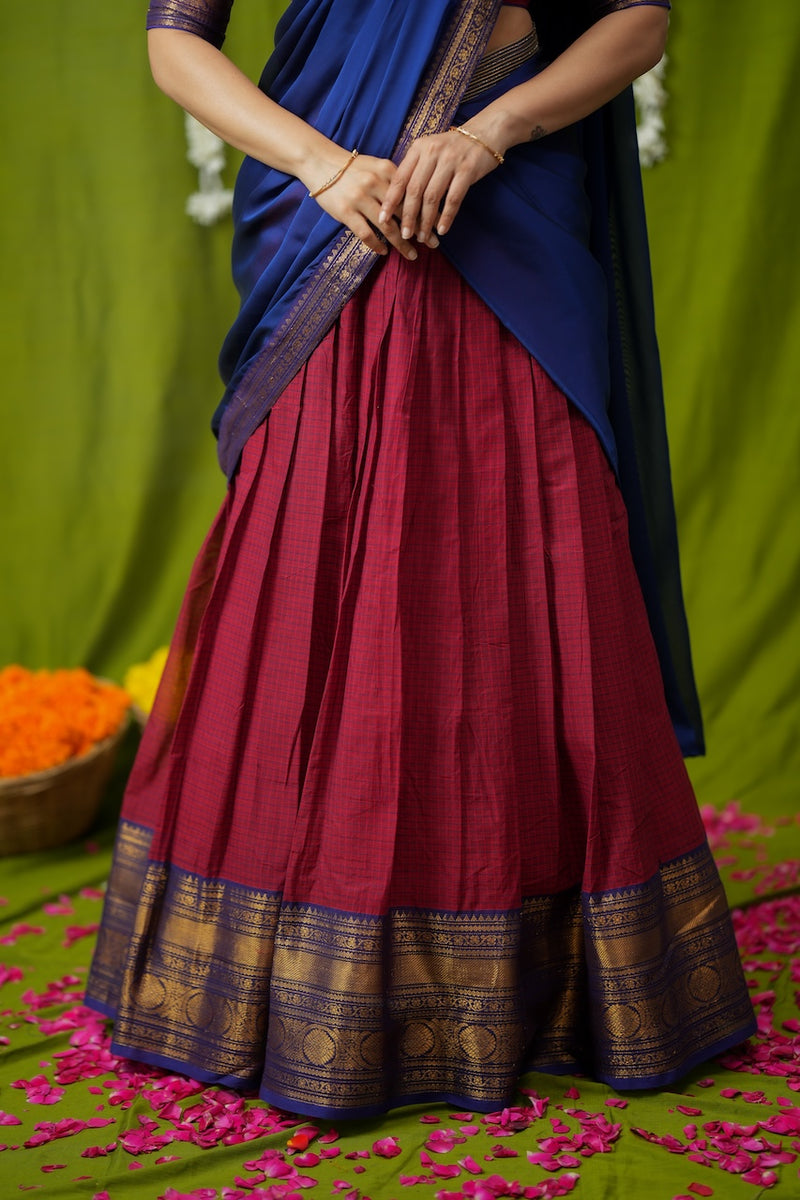 Esha Red check Halfsaree
