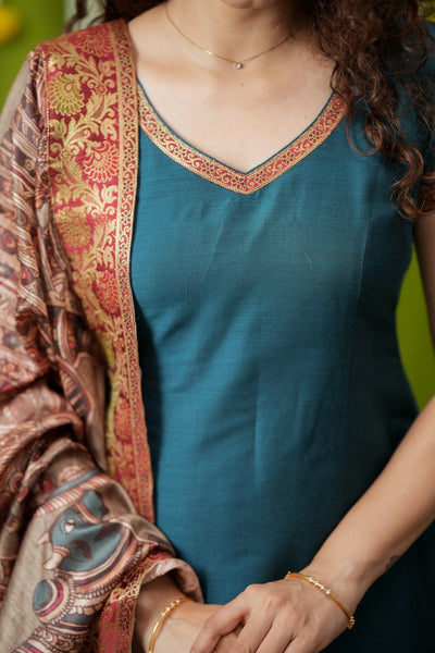 Indra Teal Kurti Set