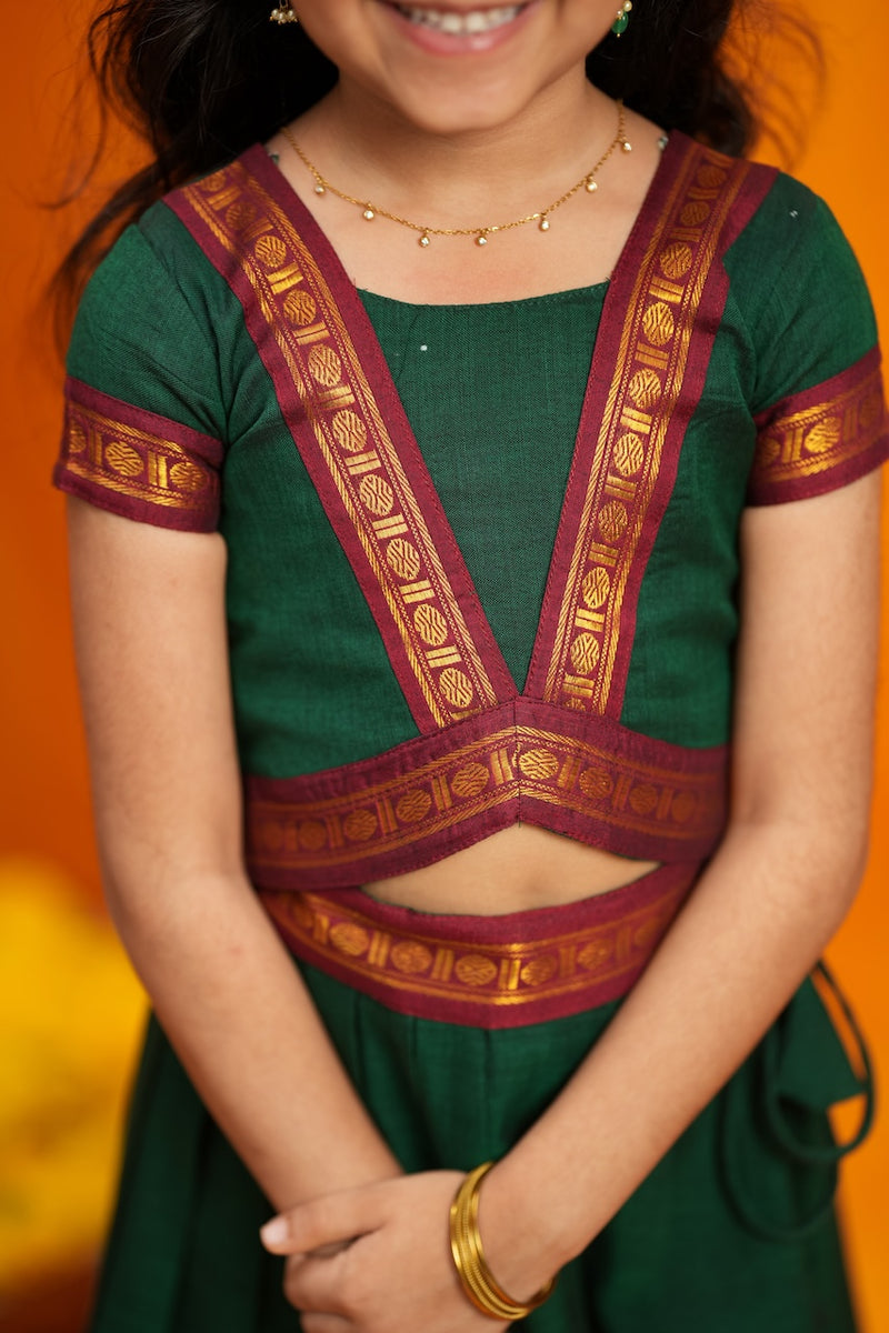 Sreeja Green Handwoven Lehenga Mini