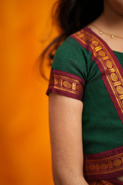 Sreeja Green Handwoven Lehenga Mini
