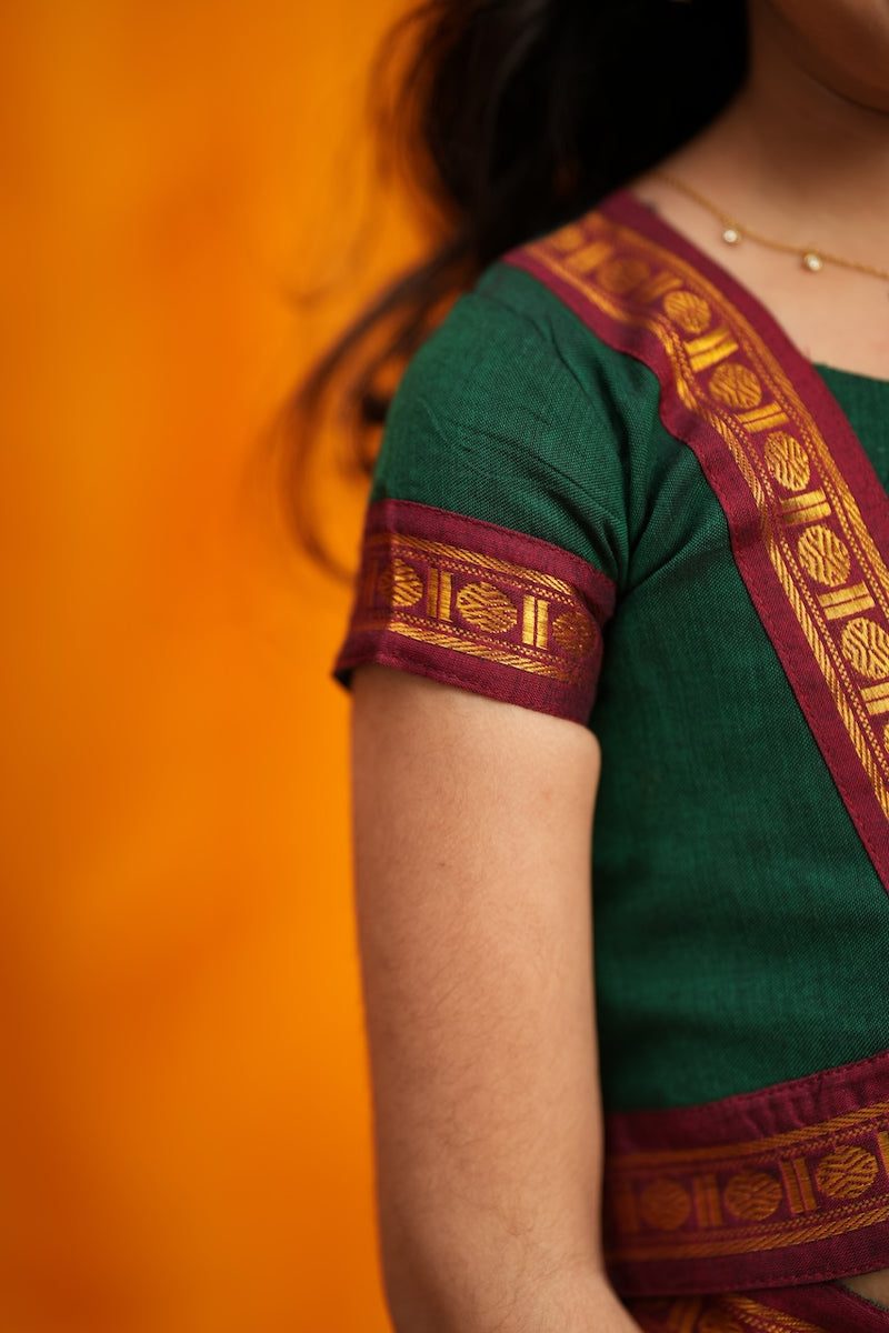 Sreeja Green Handwoven Lehenga Mini