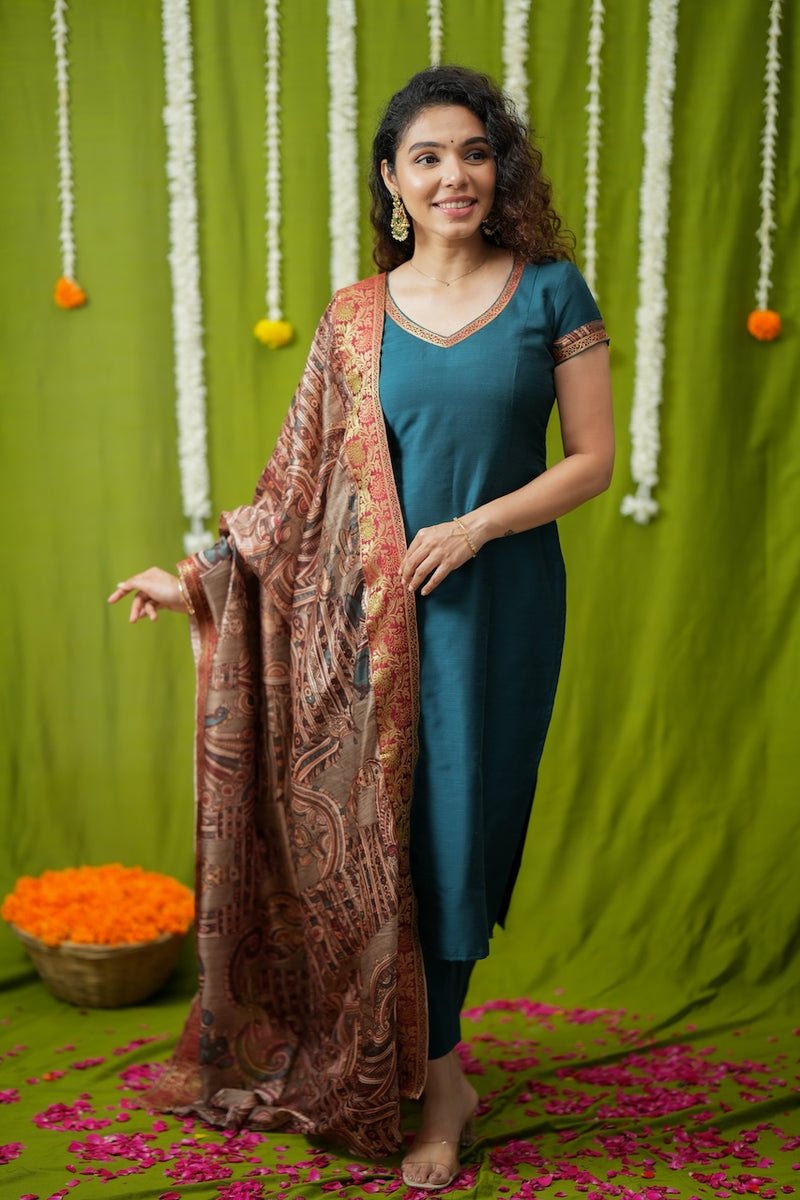 Indra Teal Kurti Set