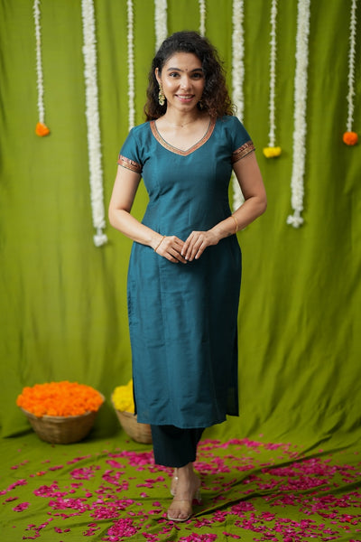 Indra Teal Kurti Set