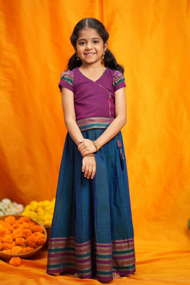 Vanika Magenta with Teal Handloom Kids Mini