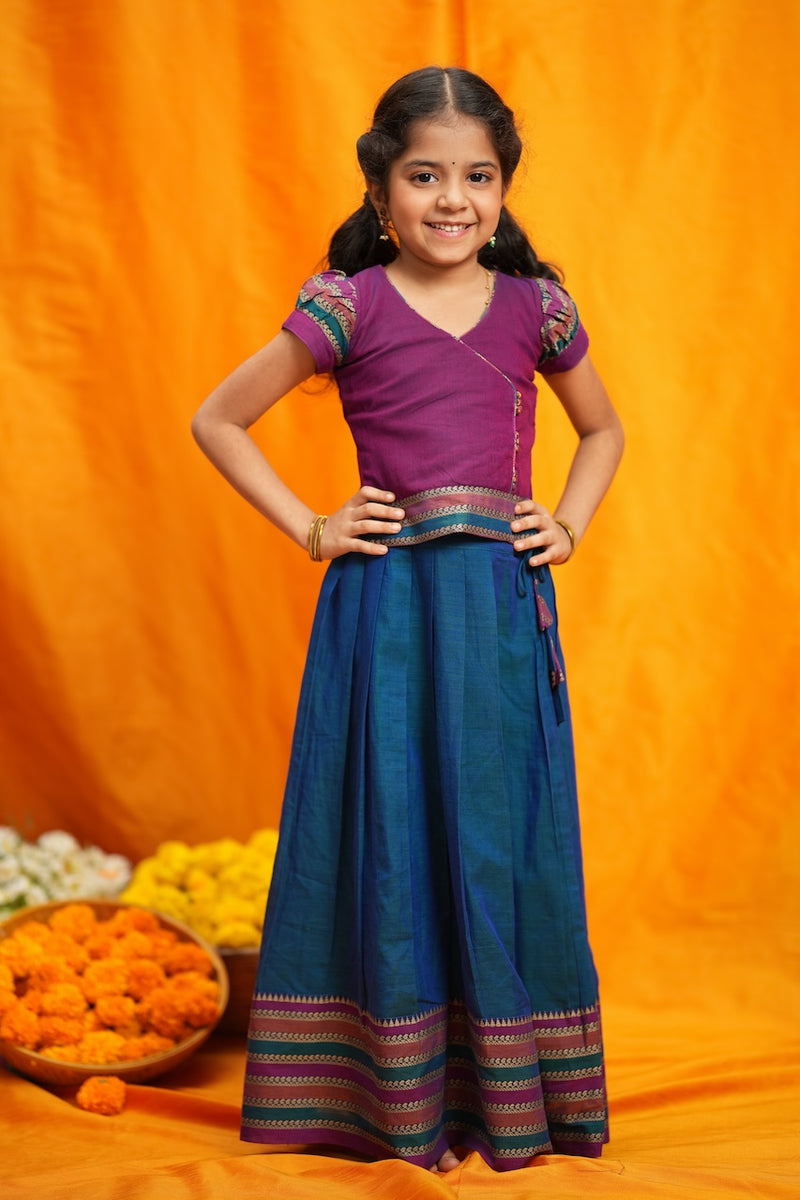 Vanika Magenta with Teal Handloom Kids Mini
