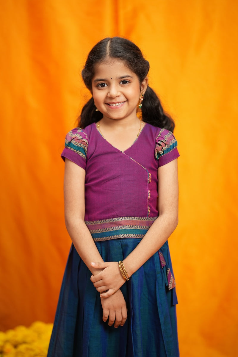 Vanika Magenta with Teal Handloom Kids Mini