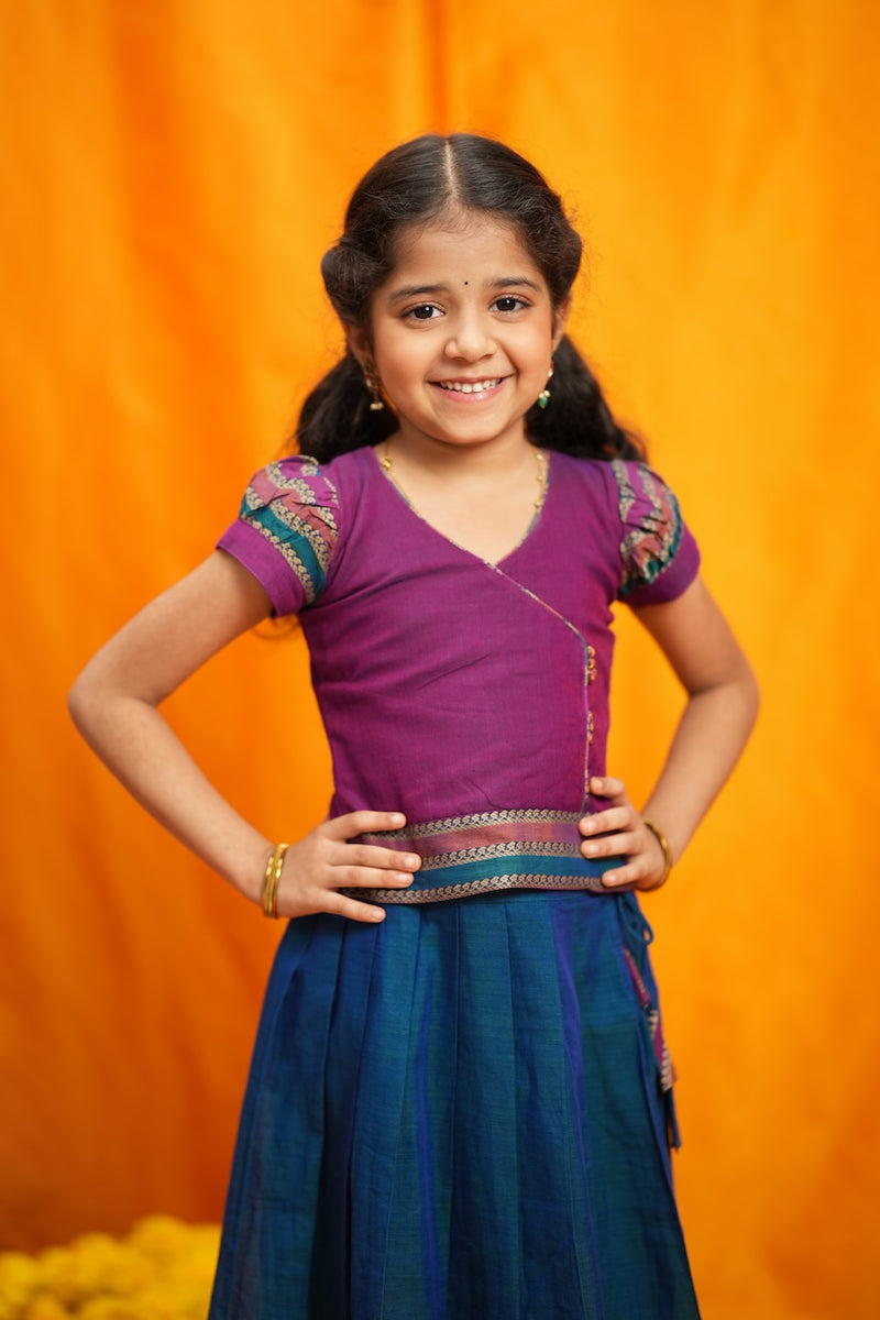 Vanika Magenta with Teal Handloom Kids Mini