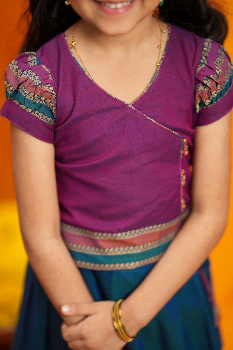 Vanika Magenta with Teal Handloom Kids Mini