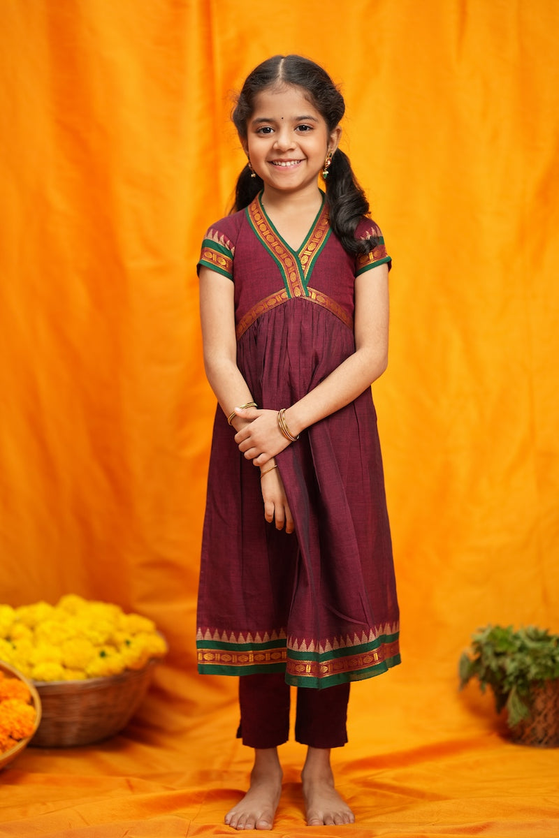Avanti Maroon Kids Anarkali Mini