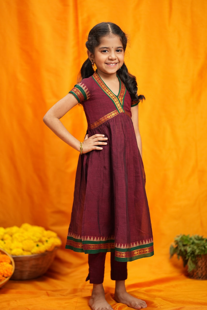Avanti Maroon Kids Anarkali Mini