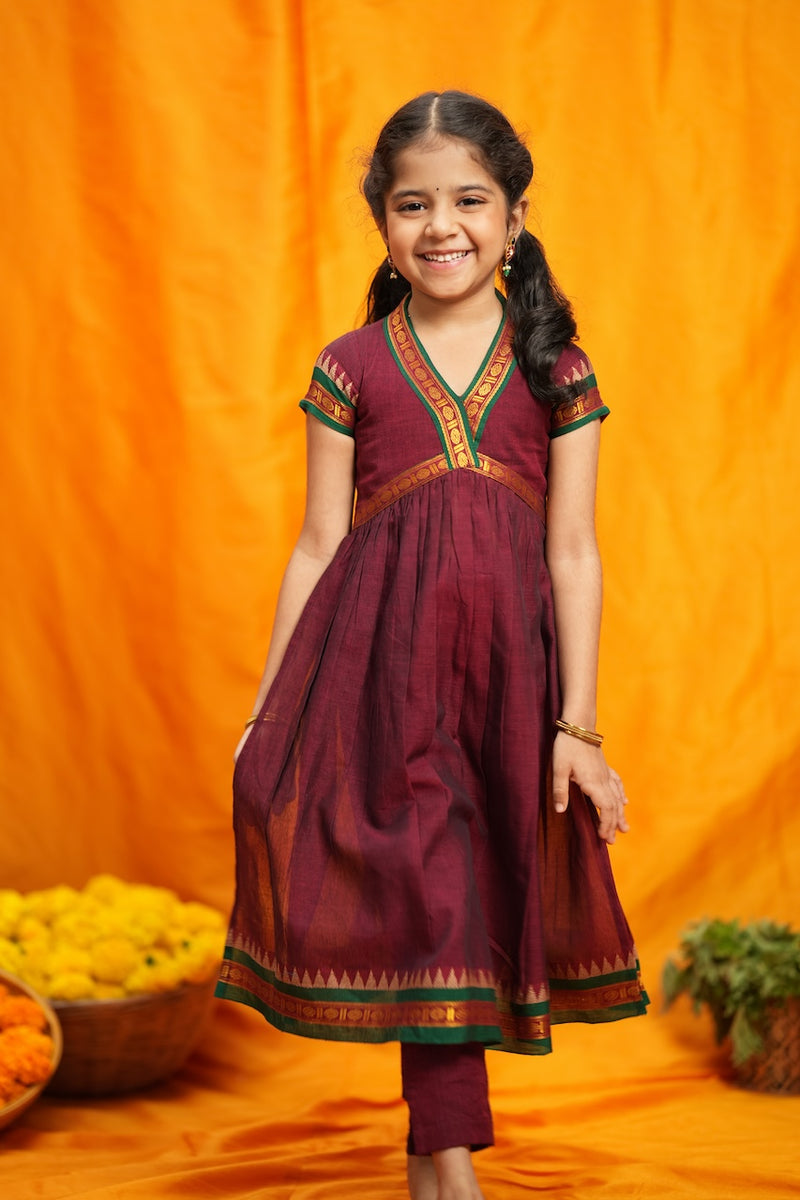 Avanti Maroon Kids Anarkali Mini