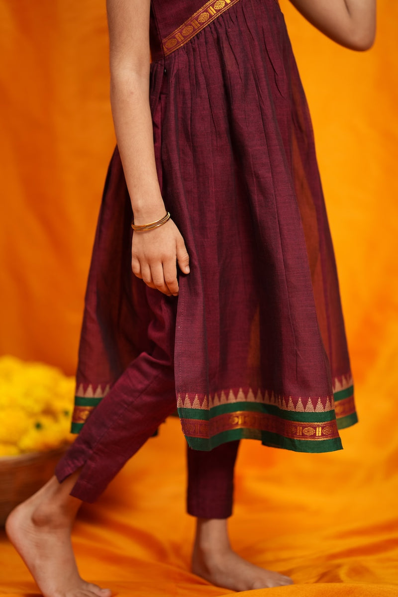Avanti Maroon Kids Anarkali Mini