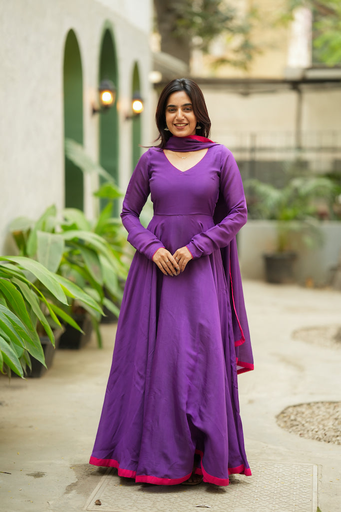 Raha Violet Anarkali Dress – Tamara