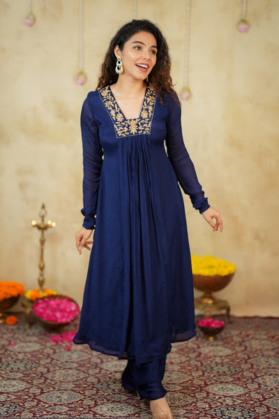 Kiara Navy Blue Kurta Set