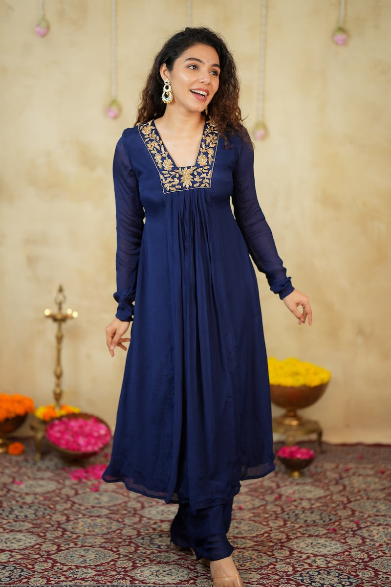 Kiara Navy Blue Kurta Set