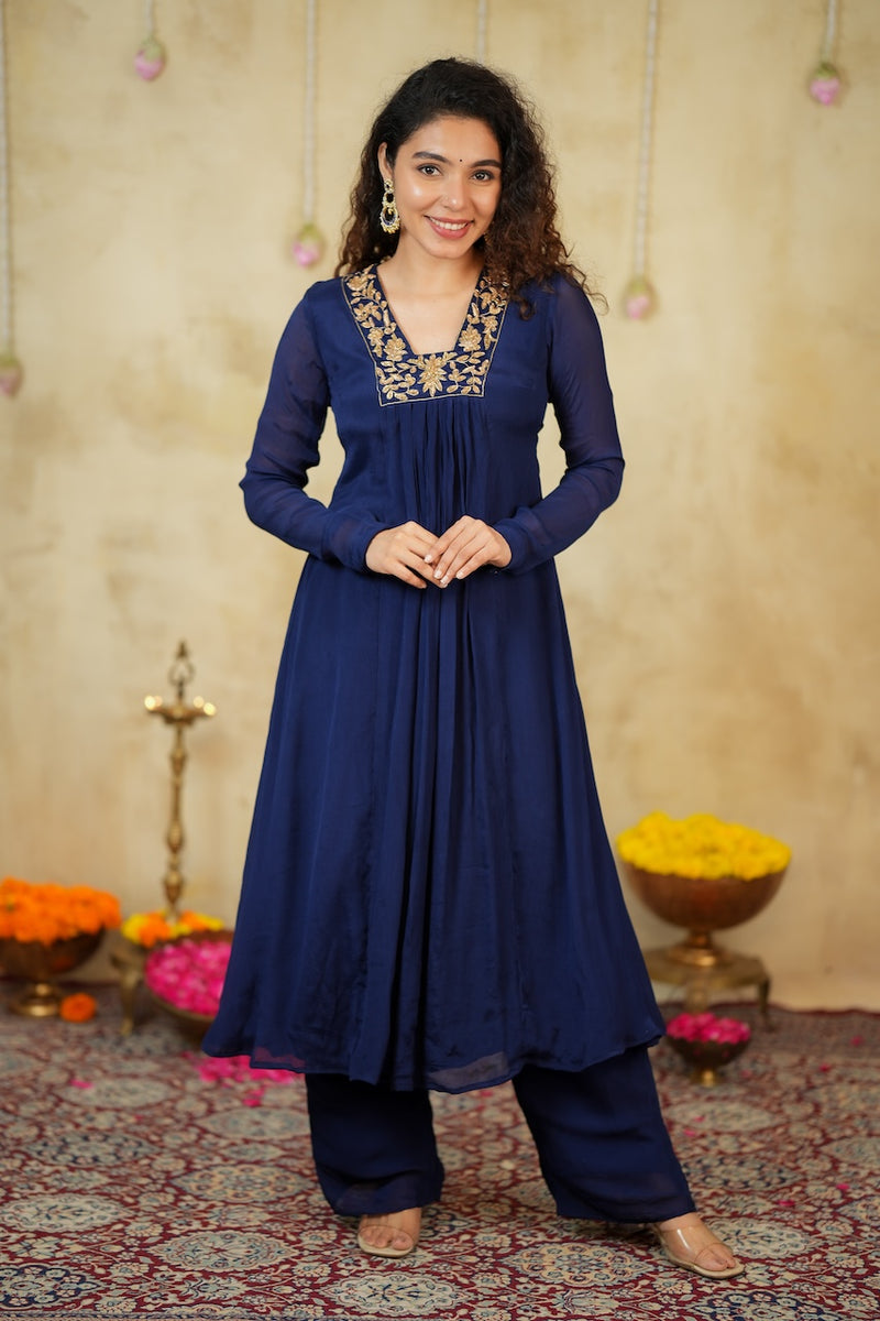 Kiara Navy Blue Kurta Set