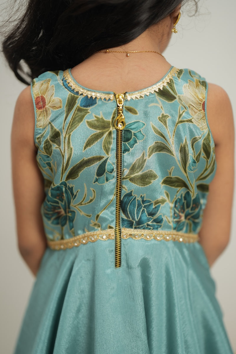 Chandrika Blue Layered Floral Party Dress Mini