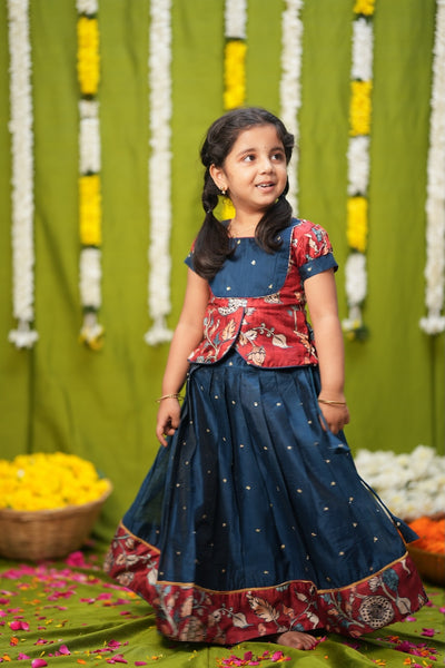 Darshini Teal Peplum Top & Skirt Mini
