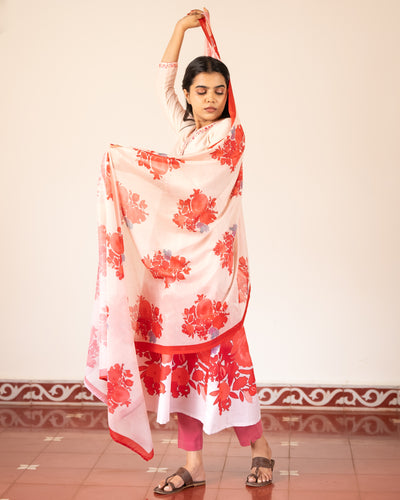 Printed Kali Kurta & Dupatta