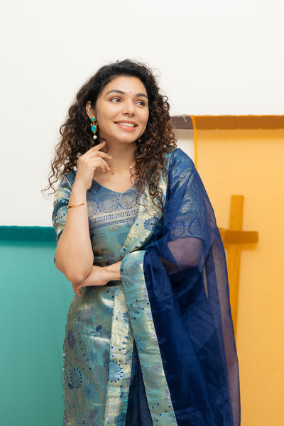 EXP - Varuni Navy & Teal Blue Kurti Set