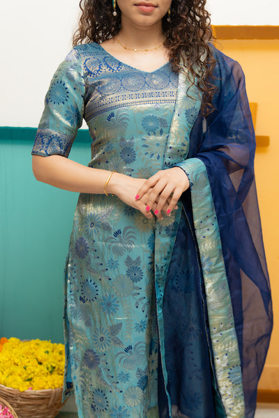 Varuni Navy & Teal Blue Kurti Set