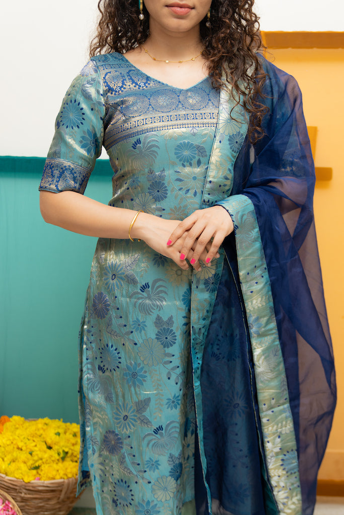 EXP - Varuni Navy & Teal Blue Kurti Set