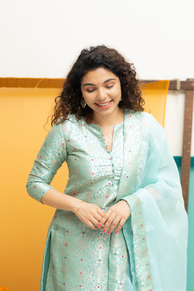 Harini Teal Green Kurti Set